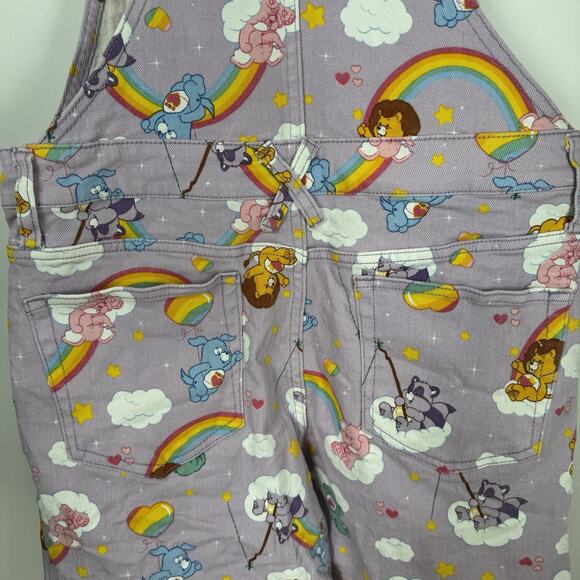 Care Bears Women’s S Overall Shorts Purple Denim Bib Shortalls Cartoon Graphic - Picture 9 of 11